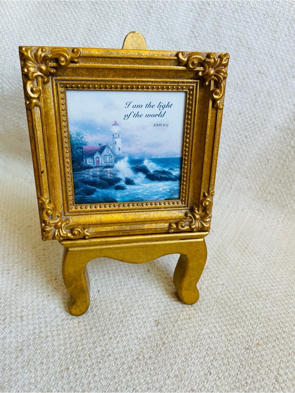 Vintage Gold Tone Decorative Mini Picture Frame w/Easel